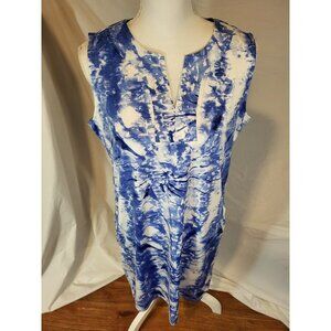 Caribbean Joe Island‎ Womans Sleeveless V Neck Outdoor Dress S Blue Floral New